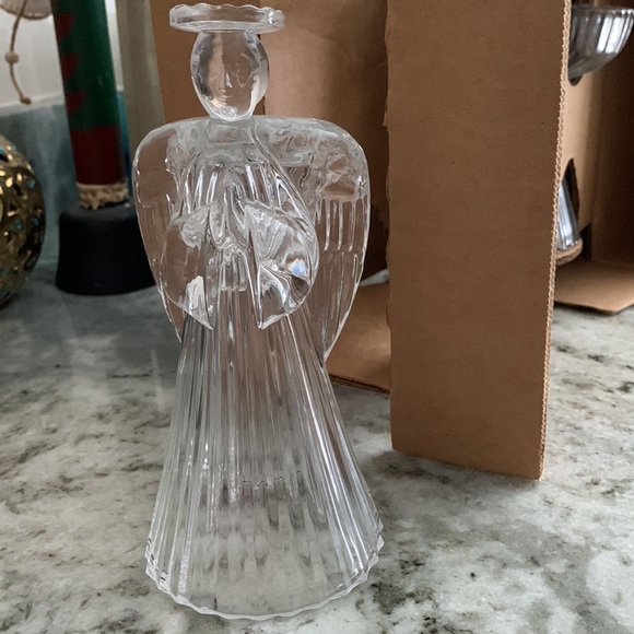 Christmas American Crystal Angel Candle holder set 7 1/4 in - Picture 3 of 8